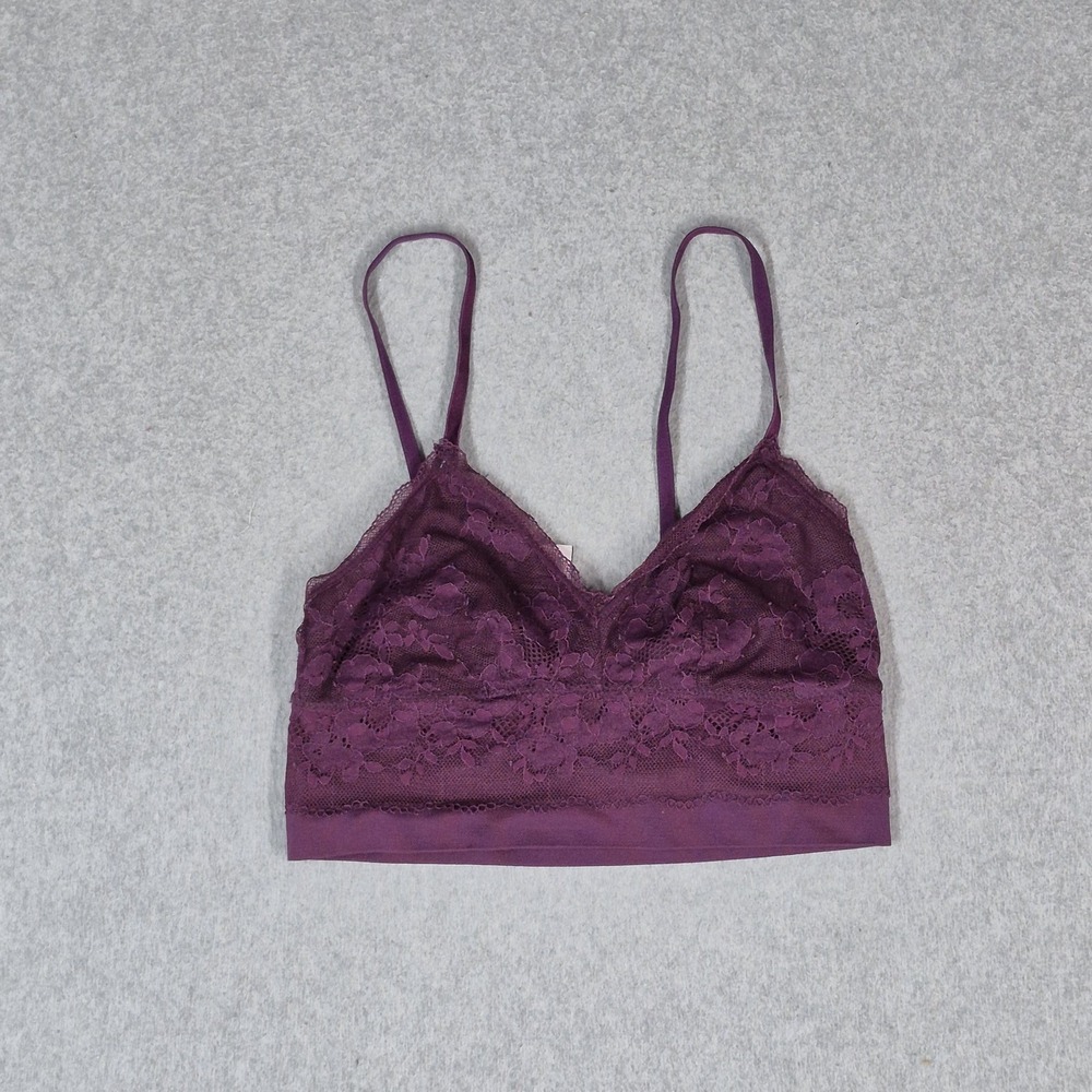 Victoria's Secret Women Bra XS Purple Floral Bralette Wireless Lace Unlined
